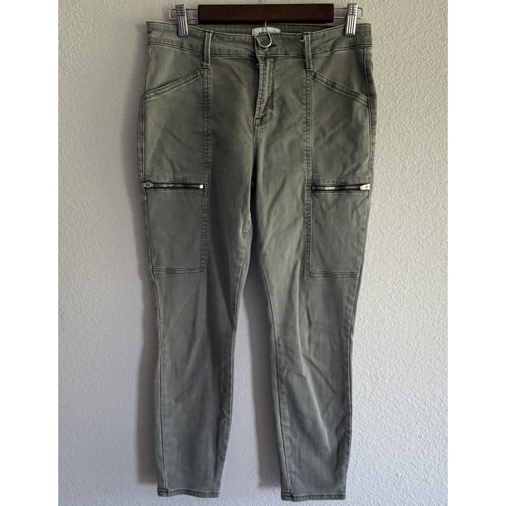 Pistola Eden Olive Green Hannah Skinny Cargo Pants Moto Zip Gorpcore Size 29
